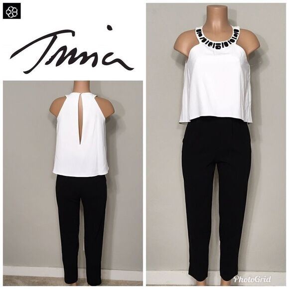 Trina Turk white and black anchor jumpsuit. NWOT
